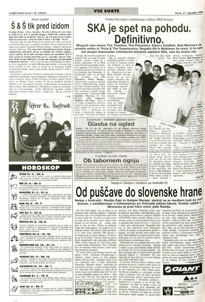 Gorenjski Glas — ska article names Regatta 69