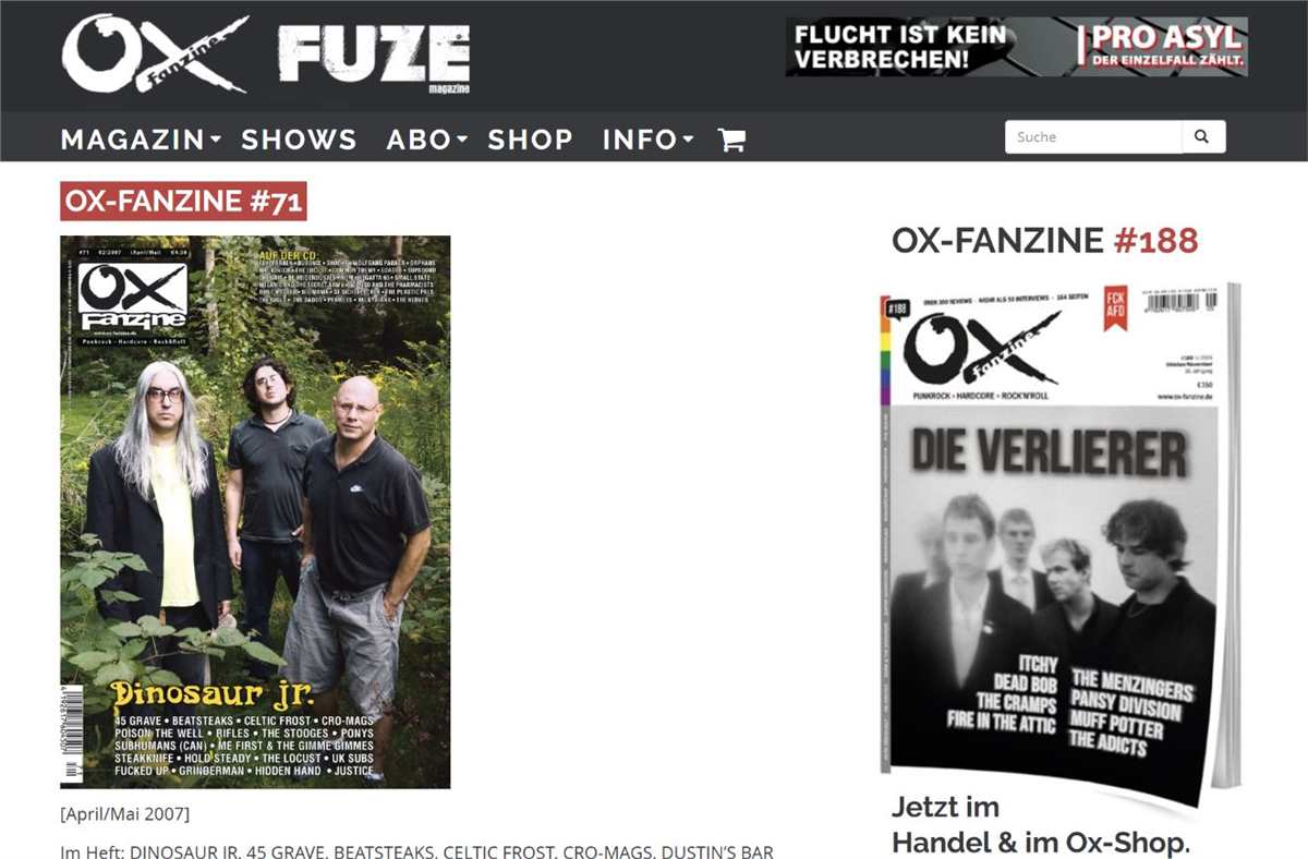 Ox Fanzine issue 71 compilation mention