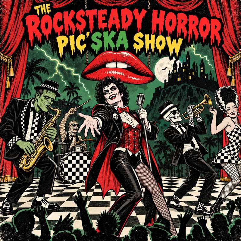 Cartoon ska horror website illustration